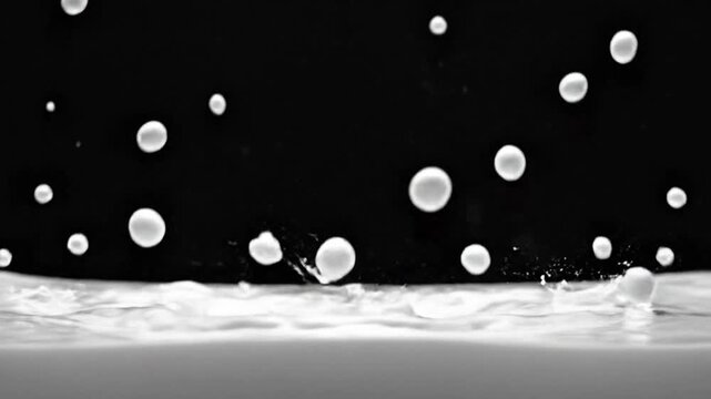Dynamic High speed Slow Motion Milk Splash with Crown and Droplets on Black Background