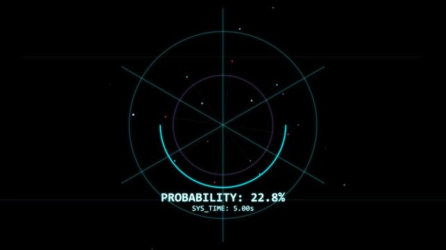 Futuristic Digital HUD Interface with Probability Readout and Target Circular Grid