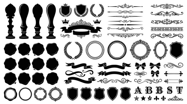 Collection of ornate design elements.