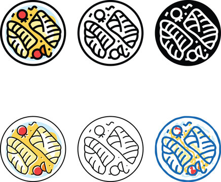baked cod fish variety color icon vector. baked cod fish sign. isolated symbol
