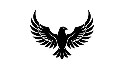 Fototapeta premium Black silhouette of a bird flying.