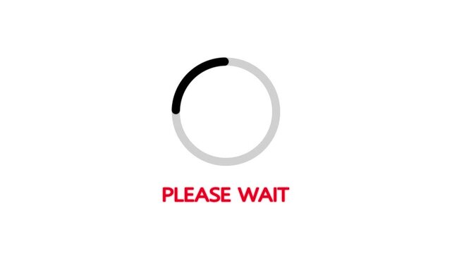 please wait circle loading progress bar animation on white background.