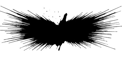 A dynamic black ink splash explodes outward, creating a chaotic yet visually striking abstract form reminiscent of a powerful burst. © GREENPIXEL Art