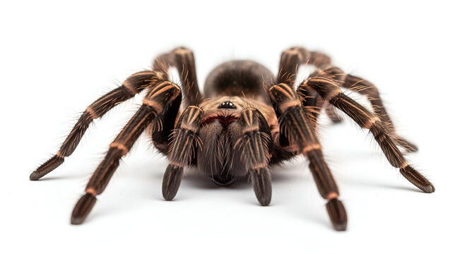 High-detail macro photo of a hairy tarantula spider, showcasing realistic textures of its legs and body. Ideal for wildlife, nature, insect, and educational themes.