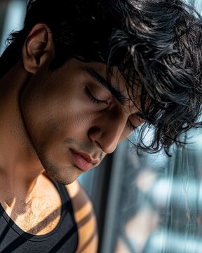 Thoughtful Man By Window Experiencing A Quiet Moment of Reflection and Introspection