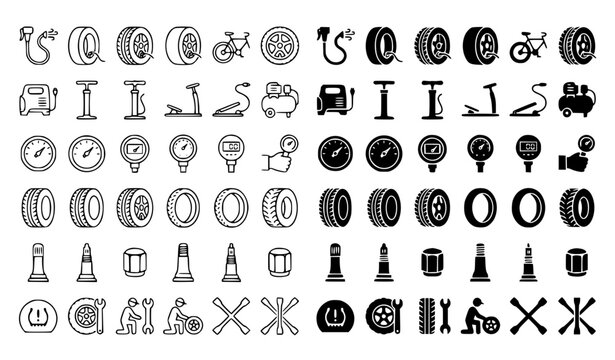 Inflate Tire Icon Set Vector Illustration