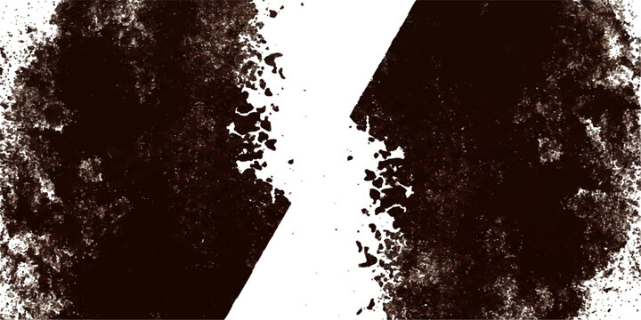 Abstract ink blots form a striking visual dichotomy, evoking a sense of raw texture and dynamic contrast between dark and light elements, possibly symbolizing duality or the unveiling of form.