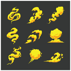 Fototapeta premium Collection of Smoke Vector Elements, Realistic Fog and Dust Cloud Overlay Pack Design