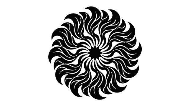 Black and white spiral design element.