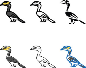 Obraz premium malabar pied hornbill bird exotic color icon vector. malabar pied hornbill bird exotic sign. series isolated symbol