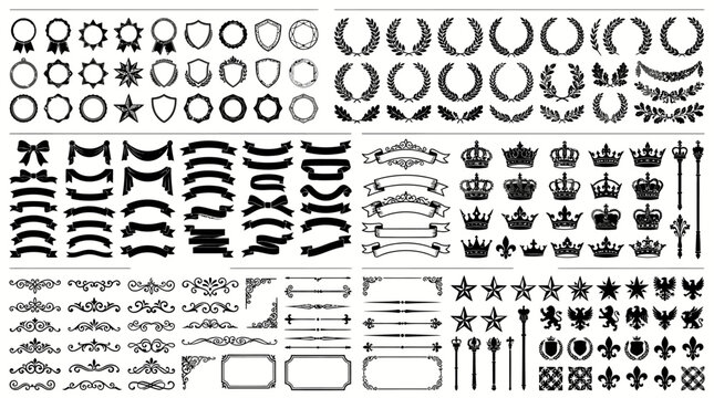 Various Crown and Star Logos Symbols.