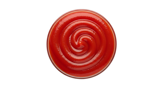 Swirling red sauce in a circular shape a vibrant food texture on transparent background spiral swirl ketchup tomato condiment fluid
