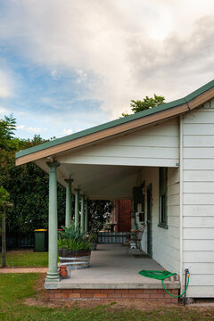 Verandah of country weatherboard house