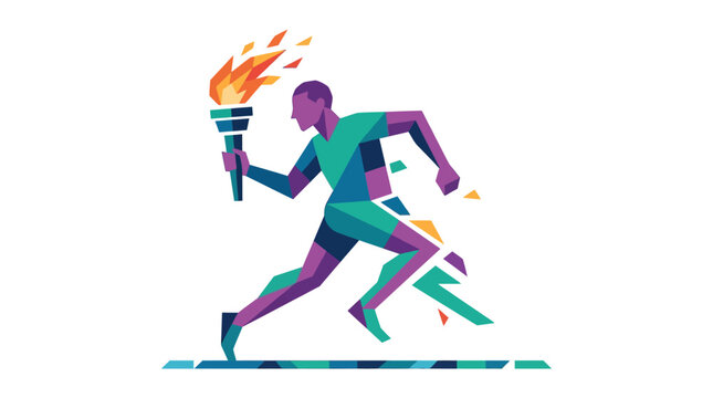 colorful illustration of runner holding torch in motion