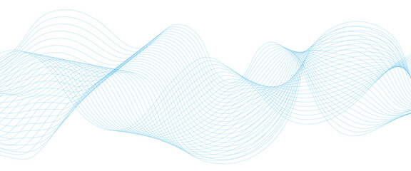Fototapeta premium Abstract blue gradient line technology business wavy background. minimal paper waves flow line. minimal paper grid web smooth line. digital vector web soundwave pattern texture.