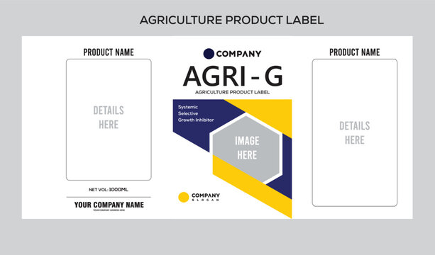 Modern Agriculture Product Label Template: Professional Fertilizer and Pesticide Packaging Design with Geometric Shapes