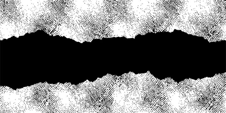 A stark black gap slices through a textured background, suggestive of ripped paper or a dark abyss, creating a powerful visual representation of separation or a void.