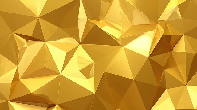A shiny golden geometric background with many triangular facets