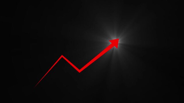 Abstract arrow business graph icon animation background. arrow rising transparent channel. Abstract arrow growth chart of icon animated down to up arrow animation direction 4 k..