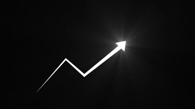 Abstract arrow business graph icon animation background. arrow rising transparent channel. Abstract arrow growth chart of icon animated down to up arrow animation direction 4 k..