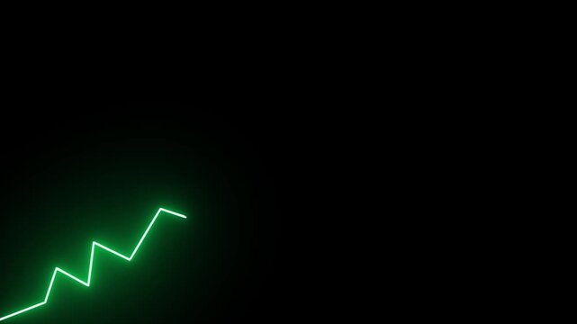 Abstract neon arrow growth , success concept. Profit growing icon animation. Growing business graph symbol .On black background.4 k animation..