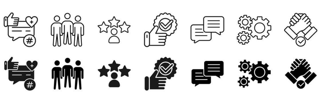 Feedback icon set. service and reliability vector illustration concept