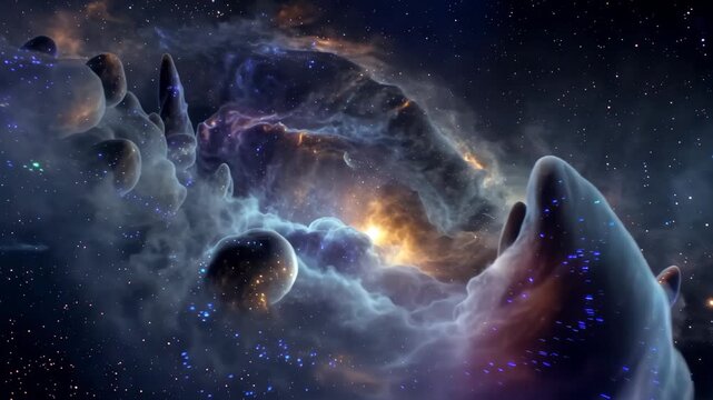 Stunning cosmic journey through vibrant nebulae and stellar formations