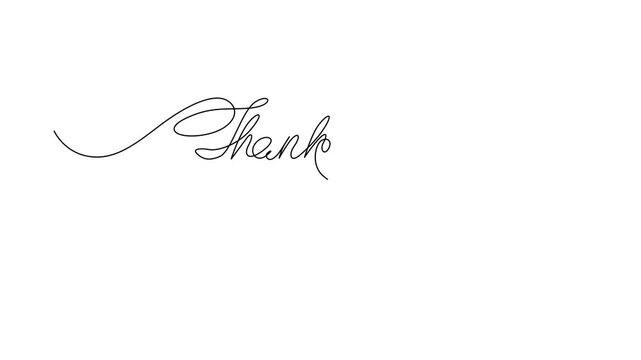 Line art animation video, Handwritten thank you signature in elegant cursive