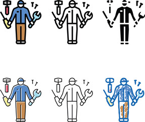 Obraz premium handyman worker color icon vector. handyman set worker sign. isolated symbol