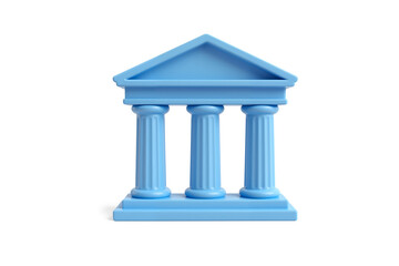 Naklejka premium Minimalist Greek Temple Icon with Three Columns and Triangular Roof