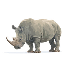 Fototapeta premium Rhinoceros, 2D flat vector illustration in icon style, isolated on a white background