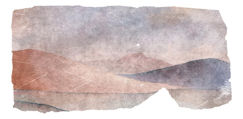 Obraz premium PNG Abstract watercolor landscape with muted earthy tones, transparent background