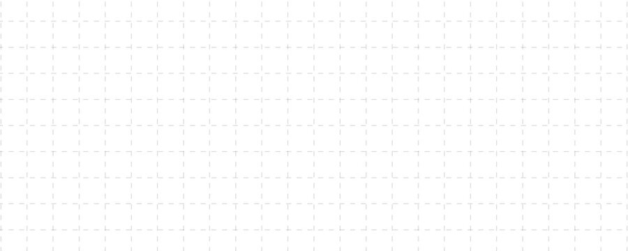 White seamless dashed grid pattern background. Squared dashed grid line seamless pattern. Dashed cross line texture. Grid paper sheet. Vector illustration