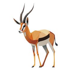 Minimalist 2D vector icon representation of a Gazelle, displayed on a pure white background © Alex