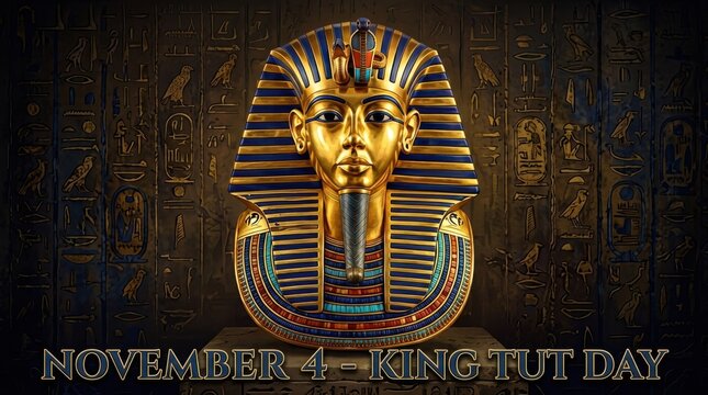 Golden Pharaoh Mask Portrait in Ancient Egyptian Style