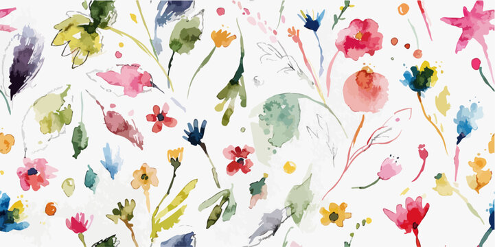 Botanical watercolor composition showcasing wildflowers, stems, and foliage in harmonious balance