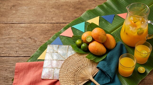 Fiesta Table Detail Crop With Mango Calamansi Fan And Capiz Glow