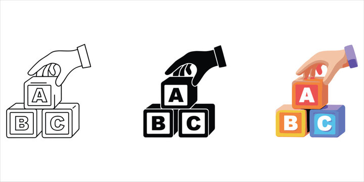 Three Styles of Hand Stacking Alphabet Blocks vector untitled