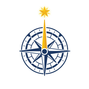 Circular Pocket Compass with Needle - Life Direction Purpose and Goal Finding Concept Flat Minimal Vector