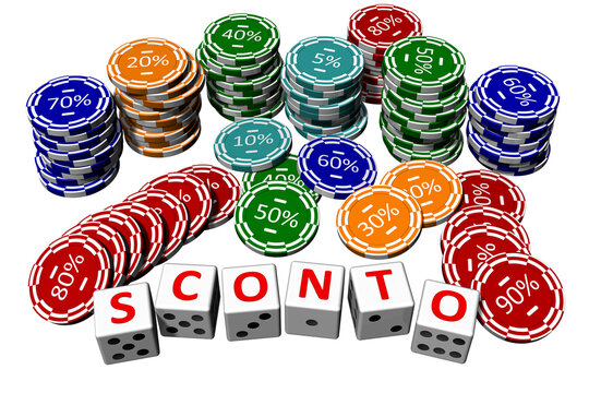 PNG; Trasparente; Gettoni da gioco e dadi da gioco con scritta Sconto.