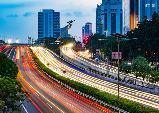 Long exposure photo in Pancoran, South Jakarta, Indonesia; at an evening.