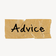 Obraz premium Advice word typography, kraft paper tape clipart