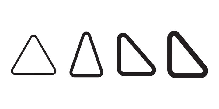 Four different triangle shapes in black outline on white background