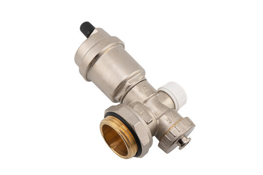 Plumbing fitting for pipes isolated on white background. Brass water fitting adapter isolated.