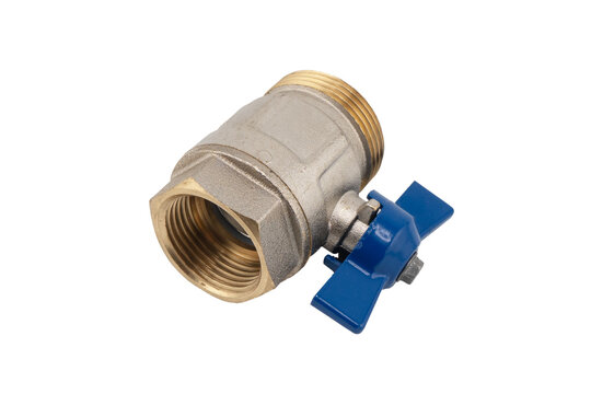 Plumbing fitting for pipes isolated on white background. Brass water fitting adapter isolated.