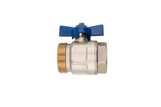 Plumbing fitting for pipes isolated on white background. Brass water fitting adapter isolated.