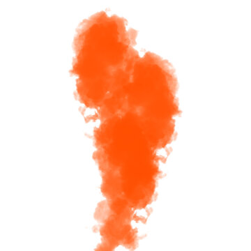 Orange smoke billows