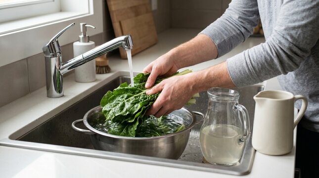 Kitchen Water Saving Routine With Reused Rinse Water And Careful Use