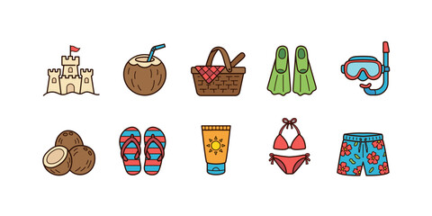 Summer Vacation Beach Icon Set © Alicia