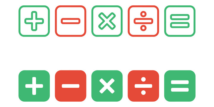 Math calculator symbols icon set plus minus multiply divide